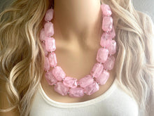 Load image into Gallery viewer, Pink Beaded Necklace, pink Jewelry, Chunky statement necklace, big beaded necklace, blush jewelry, pink statement necklace, Praline necklace