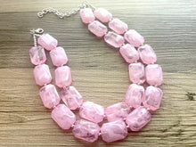 Load image into Gallery viewer, Bubblegum Pink Chunky Statement jewelry set, Big bib beaded Double Strand Statement Necklace earrings, light bridesmaid wedding Magnolia
