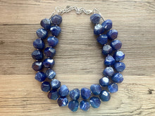 Load image into Gallery viewer, Royal Blue Chunky Statement Necklace, double strand necklace, blue necklace, dark blue necklace, royal blue wedding, bridesmaid necklace