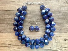 Load image into Gallery viewer, Royal Blue Chunky Statement Necklace, double strand necklace, blue necklace, dark blue necklace, royal blue wedding, bridesmaid necklace