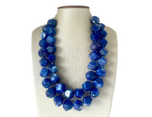 Load image into Gallery viewer, Royal Blue Chunky Statement Necklace, double strand necklace, blue necklace, dark blue necklace, royal blue wedding, bridesmaid necklace