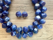 Load image into Gallery viewer, Royal Blue Chunky Statement Necklace, double strand necklace, blue necklace, dark blue necklace, royal blue wedding, bridesmaid necklace