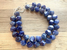 Load image into Gallery viewer, Royal Blue Chunky Statement Necklace, double strand necklace, blue necklace, dark blue necklace, royal blue wedding, bridesmaid necklace