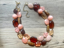 Load image into Gallery viewer, Big Bead coral & pink Necklace, Double Strand Statement Jewelry, blush pink Chunky bib bridesmaid, light pink necklace jewelry set