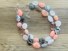 Load image into Gallery viewer, Summer Cottage Statement Necklace, chunky bib beaded jewelry, Rainbow jewelry, coral peach blue necklace, beaded acrylic jewelry