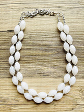 Load image into Gallery viewer, Double Layer White chunky statement necklace, bib jewelry cloudy white necklace, white jewelry, white beaded necklace, geometric bubble
