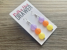 Load image into Gallery viewer, Extra Long Island Summer Sunset Beaded Statement Necklace, beaded jewelry, earrings chunky bib coral yellow orange blush pink purple collar