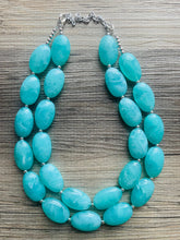 Load image into Gallery viewer, SpearMint Statement Necklace, Chunky Beaded Necklace, Mint Green Jewelry, Spring Jewelry, green Necklace, green beaded necklace, double