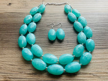 Load image into Gallery viewer, SpearMint Statement Necklace, Chunky Beaded Necklace, Mint Green Jewelry, Spring Jewelry, green Necklace, green beaded necklace, double