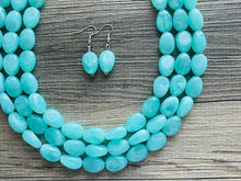 Load image into Gallery viewer, SpearMint 3 strand Statement Necklace, Chunky Beaded Necklace, Mint Green Jewelry, Spring Jewelry, green thick Necklace, green beaded