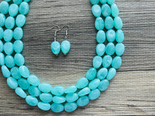 Load image into Gallery viewer, SpearMint 3 strand Statement Necklace, Chunky Beaded Necklace, Mint Green Jewelry, Spring Jewelry, green thick Necklace, green beaded