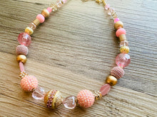 Load image into Gallery viewer, Metallic Sparkle Pink White gold beaded statement necklace, single strand necklace, Valentine's Day jewelry, big bead jewelry decor