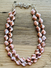 Load image into Gallery viewer, Hot Fudge 2 Strand Statement Necklace, Chunky Brown Twist Beaded Bib Jewelry earrings, brown jewelry set, white resin jewelry neutral