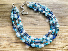 Load image into Gallery viewer, A Dream Come Blue Statement Necklace, chunky bib beaded jewelry, navy royal blue necklace, dark blue beaded acrylic jewelry
