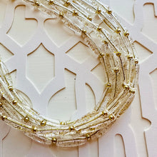 Load image into Gallery viewer, All that Glitters is GOLD, Statement 5 Strand statement necklace, pretty big beaded chunky jewelry, golden shiny metallic jewelry necklace