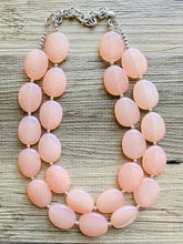 Load image into Gallery viewer, Tangerine Sky Statement Necklace, Big beaded jewelry, Double Strand Statement Necklace, Bib necklace orange bridesmaid wedding silver