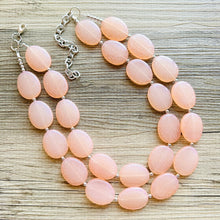 Load image into Gallery viewer, Tangerine Sky Statement Necklace, Big beaded jewelry, Double Strand Statement Necklace, Bib necklace orange bridesmaid wedding silver