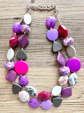 Load image into Gallery viewer, Chocolate & Blush Pink Chunky Statement Necklace, tan rosegold beaded jewelry, Multi Strand Bib Beaded necklace, black brown pink