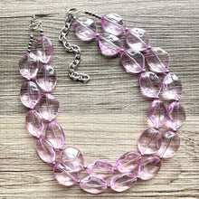 Load image into Gallery viewer, Lavender Haze beaded Necklace, 2 strand jewelry, big beaded chunky statement necklace, purple lavender Lilac bubble acrylic necklace