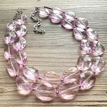 Load image into Gallery viewer, Lavender Haze beaded Necklace, 2 strand jewelry, big beaded chunky statement necklace, purple lavender Lilac bubble acrylic necklace
