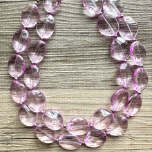 Load image into Gallery viewer, Lavender Haze beaded Necklace, 2 strand jewelry, big beaded chunky statement necklace, purple lavender Lilac bubble acrylic necklace