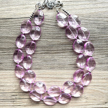 Load image into Gallery viewer, Lavender Haze beaded Necklace, 2 strand jewelry, big beaded chunky statement necklace, purple lavender Lilac bubble acrylic necklace