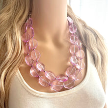 Load image into Gallery viewer, Lavender Haze beaded Necklace, 2 strand jewelry, big beaded chunky statement necklace, purple lavender Lilac bubble acrylic necklace