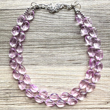 Load image into Gallery viewer, Lavender Haze beaded Necklace, 2 strand jewelry, big beaded chunky statement necklace, purple lavender Lilac bubble acrylic necklace