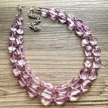 Load image into Gallery viewer, Lavender Haze beaded Necklace, 2 strand jewelry, big beaded chunky statement necklace, purple lavender Lilac bubble acrylic necklace