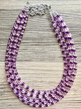 Load image into Gallery viewer, Parisian Purple beaded Necklace, 5 strand jewelry, big beaded chunky statement necklace, lavender Lilac bubble acrylic necklace