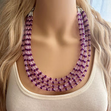 Load image into Gallery viewer, Parisian Purple beaded Necklace, 5 strand jewelry, big beaded chunky statement necklace, lavender Lilac bubble acrylic necklace