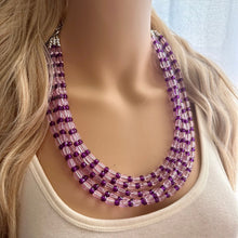 Load image into Gallery viewer, Parisian Purple beaded Necklace, 5 strand jewelry, big beaded chunky statement necklace, lavender Lilac bubble acrylic necklace