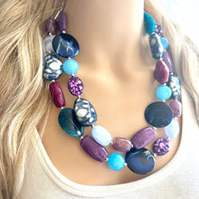 Load image into Gallery viewer, Maroon White Orange Double Strand Necklace, Virginia Jewelry, Chunky statement Blacksburg, maroon and orange necklace, orange white