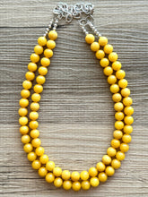 Load image into Gallery viewer, Polished Yellow Jade Genuine GemStone Necklace rainbow, silver statement necklace jewelry beaded statement layering stone colorful mustard