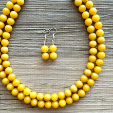 Load image into Gallery viewer, Polished Yellow Jade Genuine GemStone Necklace rainbow, silver statement necklace jewelry beaded statement layering stone colorful mustard