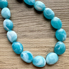 Load image into Gallery viewer, Calm Waters Necklace, 1 Strand Statement Jewelry, Caribbean Blue Chunky bib bridesmaid, everyday bridesmaid jewelry turquoise layering