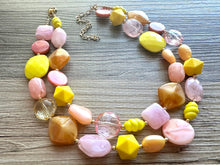Load image into Gallery viewer, Summer Strawberry Lemonade Necklace, multi strand colorful jewelry, big beaded chunky statement necklace, blush pink coral yellow jewelry