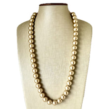Load image into Gallery viewer, Long Gold ball beaded necklace, gold statement necklace jewelry set, gold ball earrings, layering necklace, gold pearl bead plus size