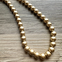 Load image into Gallery viewer, Long Gold ball beaded necklace, gold statement necklace jewelry set, gold ball earrings, layering necklace, gold pearl bead plus size