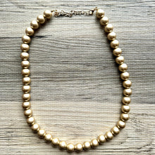 Load image into Gallery viewer, Long Gold ball beaded necklace, gold statement necklace jewelry set, gold ball earrings, layering necklace, gold pearl bead plus size