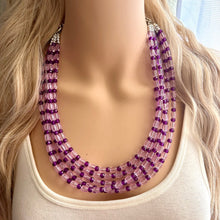 Load image into Gallery viewer, Parisian Purple beaded Necklace, 5 strand jewelry, big beaded chunky statement necklace, lavender Lilac bubble acrylic necklace