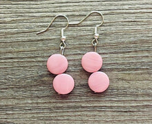 Load image into Gallery viewer, Blush Pink & Green Double Statement Necklace, Chunky Jewelry Big Beaded Necklace, light pink Necklace, baby pink Jewelry bubble Earrings