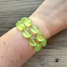 Load image into Gallery viewer, Margarita Green Chunky Statement Necklace & Stretch Bracelet set, Double Strand Beaded Jewelry, bracelet earrings mint watermelon jelly bean