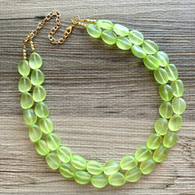 Load image into Gallery viewer, Margarita Green Chunky Statement Necklace & Stretch Bracelet set, Double Strand Beaded Jewelry, bracelet earrings mint watermelon jelly bean