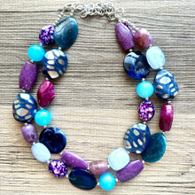 Load image into Gallery viewer, Maroon White Orange Double Strand Necklace, Virginia Jewelry, Chunky statement Blacksburg, maroon and orange necklace, orange white