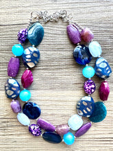 Load image into Gallery viewer, Maroon White Orange Double Strand Necklace, Virginia Jewelry, Chunky statement Blacksburg, maroon and orange necklace, orange white