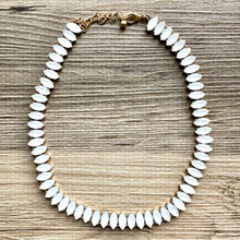 Load image into Gallery viewer, Vintage Crystal Rhinestone Pendant Necklace on Gold Chain, glass vintage crystals box chain, white cream aqua formal dance necklace