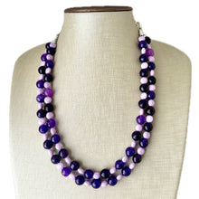Load image into Gallery viewer, Midevil Purple Statement Necklace, Chunky 2 Strand Jewelry, genuine agate necklace, purple gemstone bib necklace bridesmaid