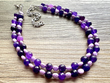 Load image into Gallery viewer, Midevil Purple Statement Necklace, Chunky 2 Strand Jewelry, genuine agate necklace, purple gemstone bib necklace bridesmaid