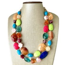 Load image into Gallery viewer, Natural Highlight carnelian Beaded 2 strand Statement Necklace, Chunky Bib Single Jewelry Light orange stone jewelry, gemstone layering